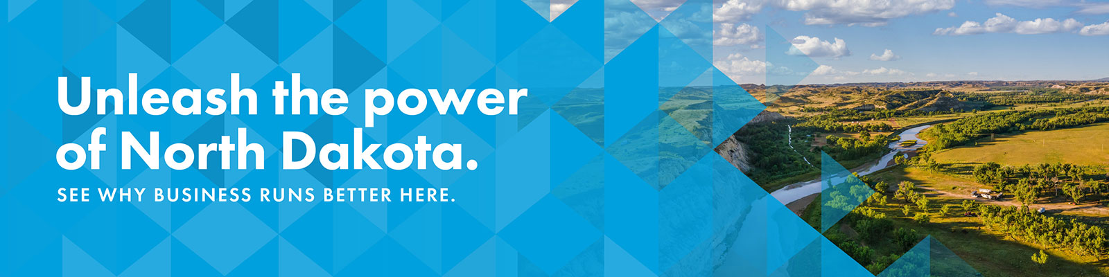 Unleash the power of North Dakota text on an arial photo of the Little Missouri River.