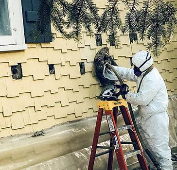 Exterior weatherization on a North Dakota home