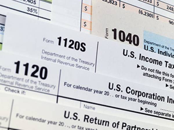 Closeup of tax forms