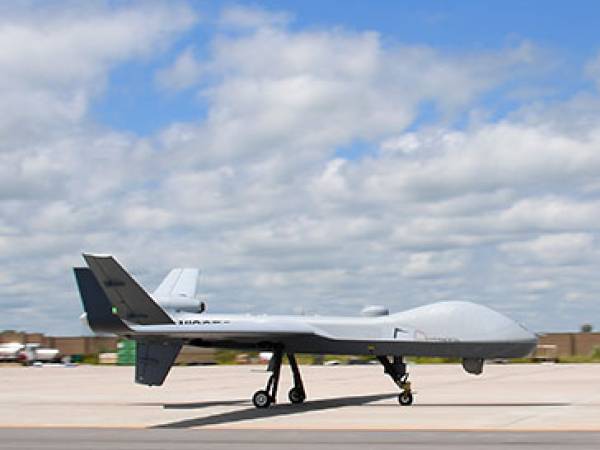 Predator on the runway at the UAS Test Site