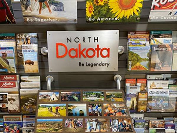 Brochures on display in one of North Dakota's rest areas
