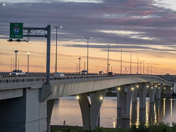 Memorial Bridge between Bismarck and Mandan. Courtesy Department of Transportation.