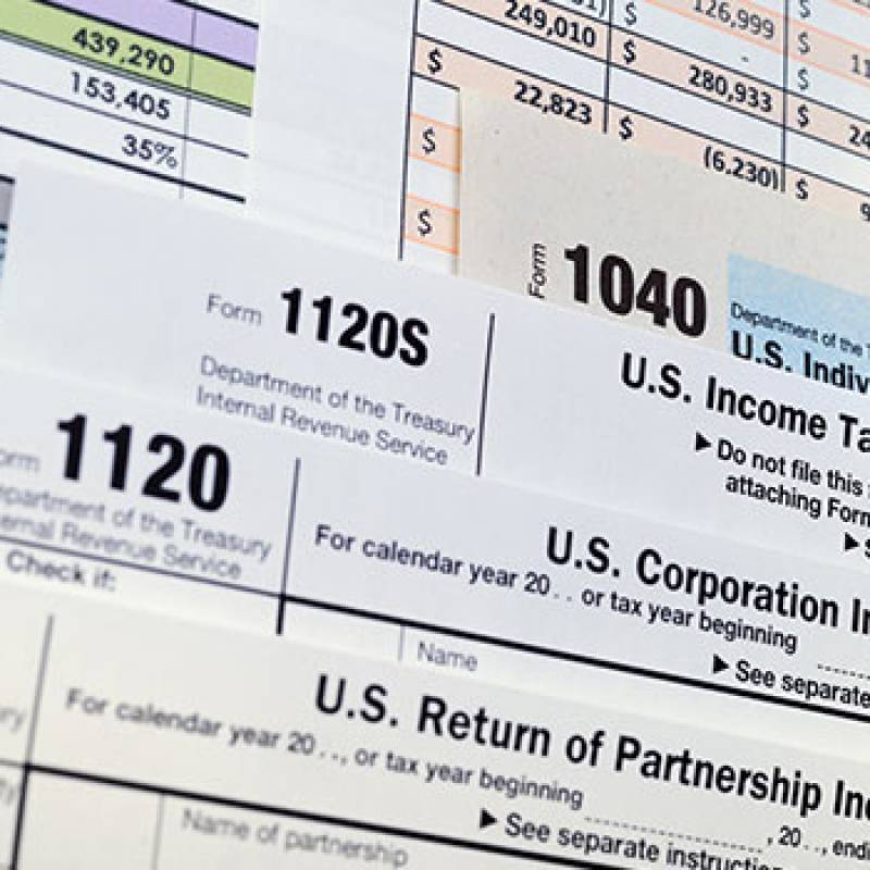 Closeup of tax forms