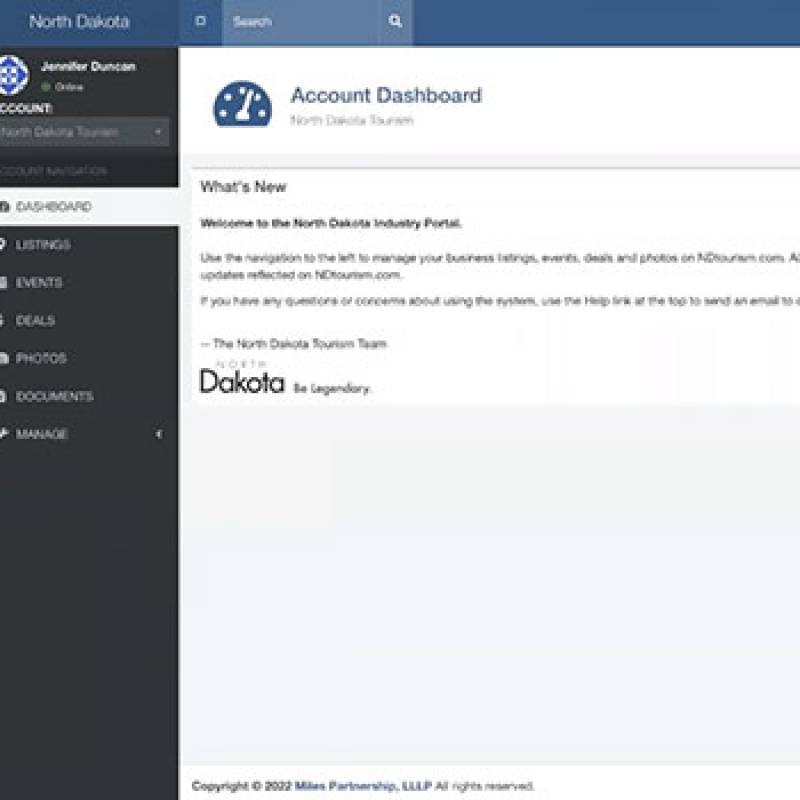 Extranet partner portal screenshot 