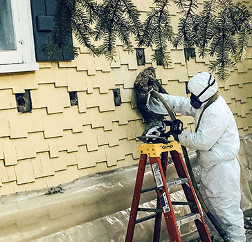 Exterior weatherization on a North Dakota home