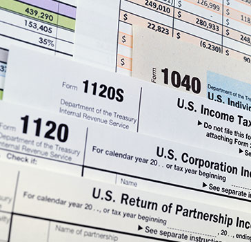 Closeup of tax forms