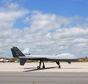 Predator on the runway at the UAS Test Site