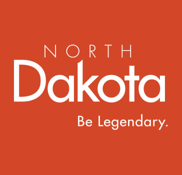 North Dakota Be Legendary logo on Harvest Orange background
