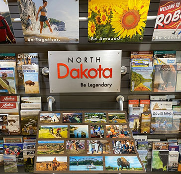 Brochures on display in one of North Dakota's rest areas