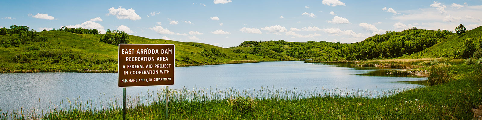 East Arroda Dam sign with reservoir in background