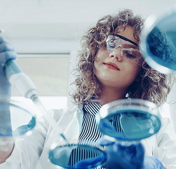 Young woman testing medical samples