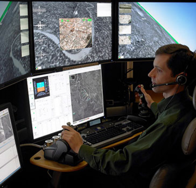 UND student watches remote UAS screens